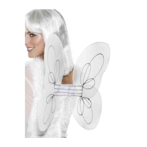 Picture of WHITE ANGEL WINGS WITH SILVER TINSEL